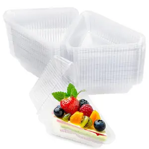 200 Pcs Individual Cake Slice Containers,Clear Pie Slice Containers Plastic Disposable,Cake Slice Boxes For 6”-8” Diameter Cake or Pie Slices, Desserts(4.4 Inches),envases para postres con tapas