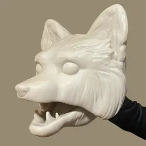 Fox Puppet 3D printed. Paint it yourself DIY fidget puppet craft. Wolf, Fox, Huskie, dragon puppeteer