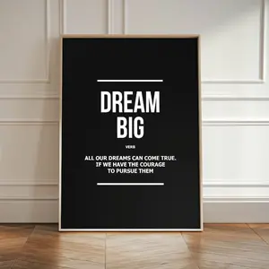 Dream Big Inspirational Office Wall Art Print Courage Vision Digital Poster, Define Ambition Printable Sign Motivate Dreamers Achieve