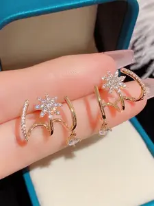 Octagram Design Stud Earrings, Elegant Fashionable Rhinestone Decor Earrings for Women & Girls, Trendy All-match & Exquisite Jewelry for Birthday Gift, Dainty Fashion Jewelry, High Quality Earrings