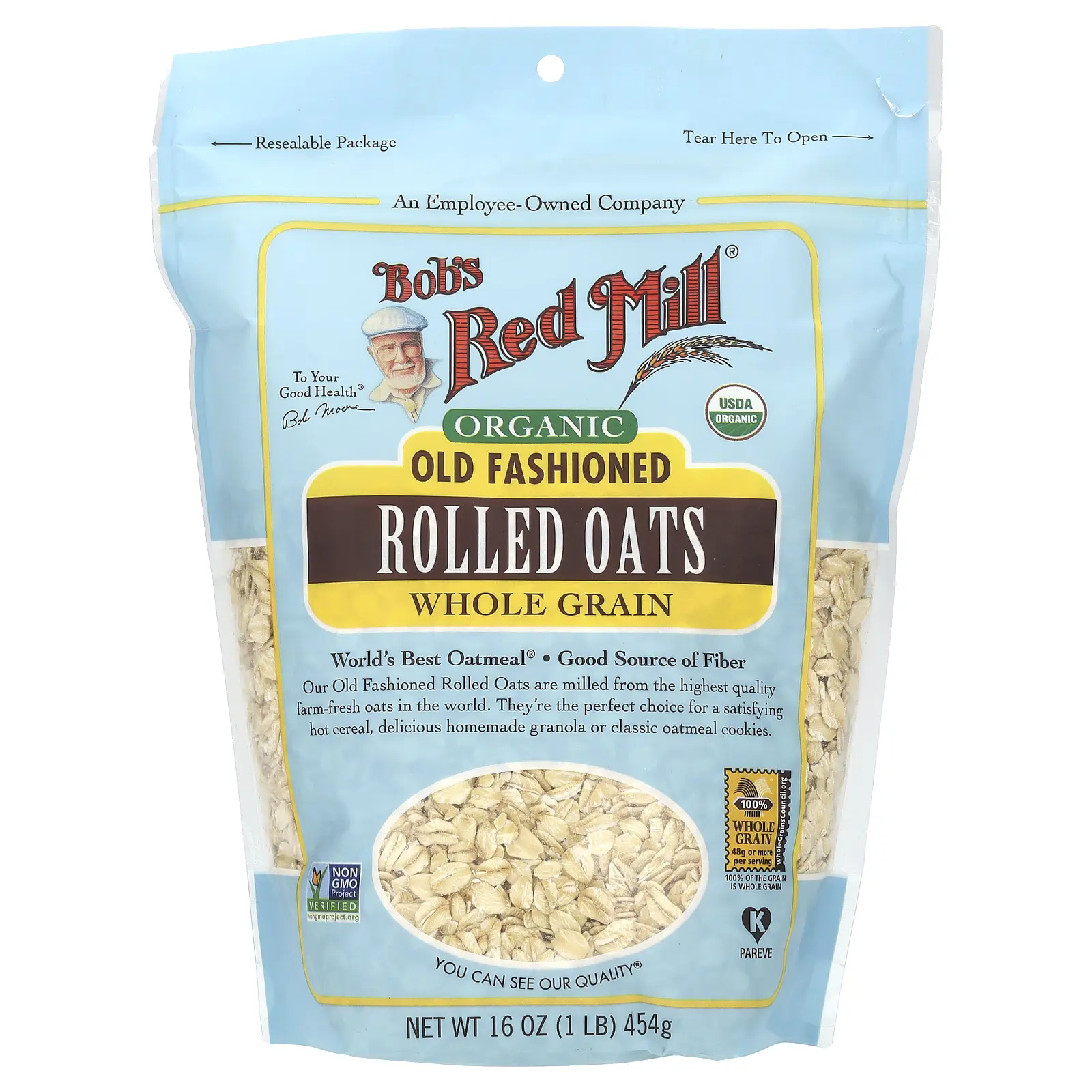 Bob's Red Mill Organic Old Fashioned Rolled Oats, Whole Grain, 16 oz (454 g)