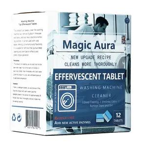 Magic Aura Washing Machine Cleaner for Pet Owners Enzymatic Deep Clean Descaler for Cat & Dog Hair  Urine Odor  Residue  12 Septic-Safe Tablets for Top Load, Front Loader, HE Washer Tub - 1 Year Supply