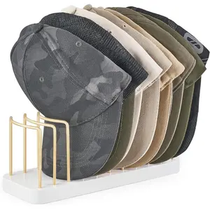Hat Organizer for Baseball Caps, Hat Holder for 10 Baseball Caps, Tabletop Hat Rack Stand Storage Display Cap Organizer for Desk Closet Shelf Dresser White