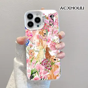 Softcase for iPhone 17 16 E Pro Max 15 Plus 14 13 12 11 XS XR CaseGolden Retriever Bloom Anti-Fall Shockproof Protective Slim Cover