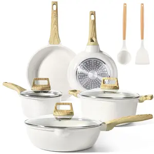 Gipp 14Pcs Nonstick White Granite Pots and Pans Set, Pfos-Free GiPP Kitchware