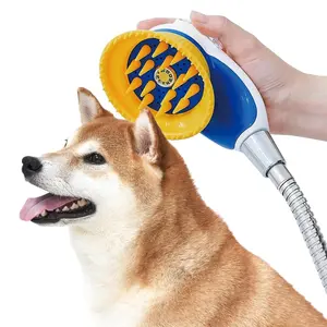 PETHROOM Pet Bath Relax Shower | Pet Massage Bath Brush with Shower Head | Deshedding, Scrubbing & Splash Shield for Dogs & Cats, Soft Silicone Grooming Tool