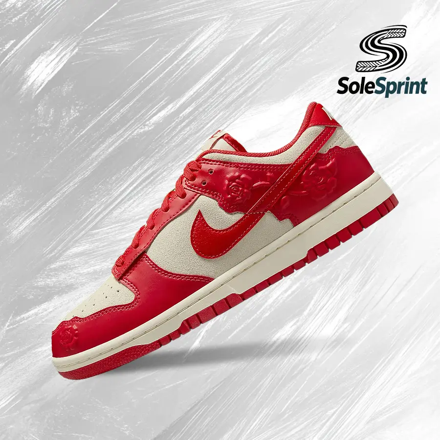 NIKE Women's Dunk Low Red Roses Lifestyle Sneakers - Vintage, Lightweight Shock-Absorb, Breathable Everyday Fit, Running, Gym/Street Casual Wear, Back to School - HF1986 100