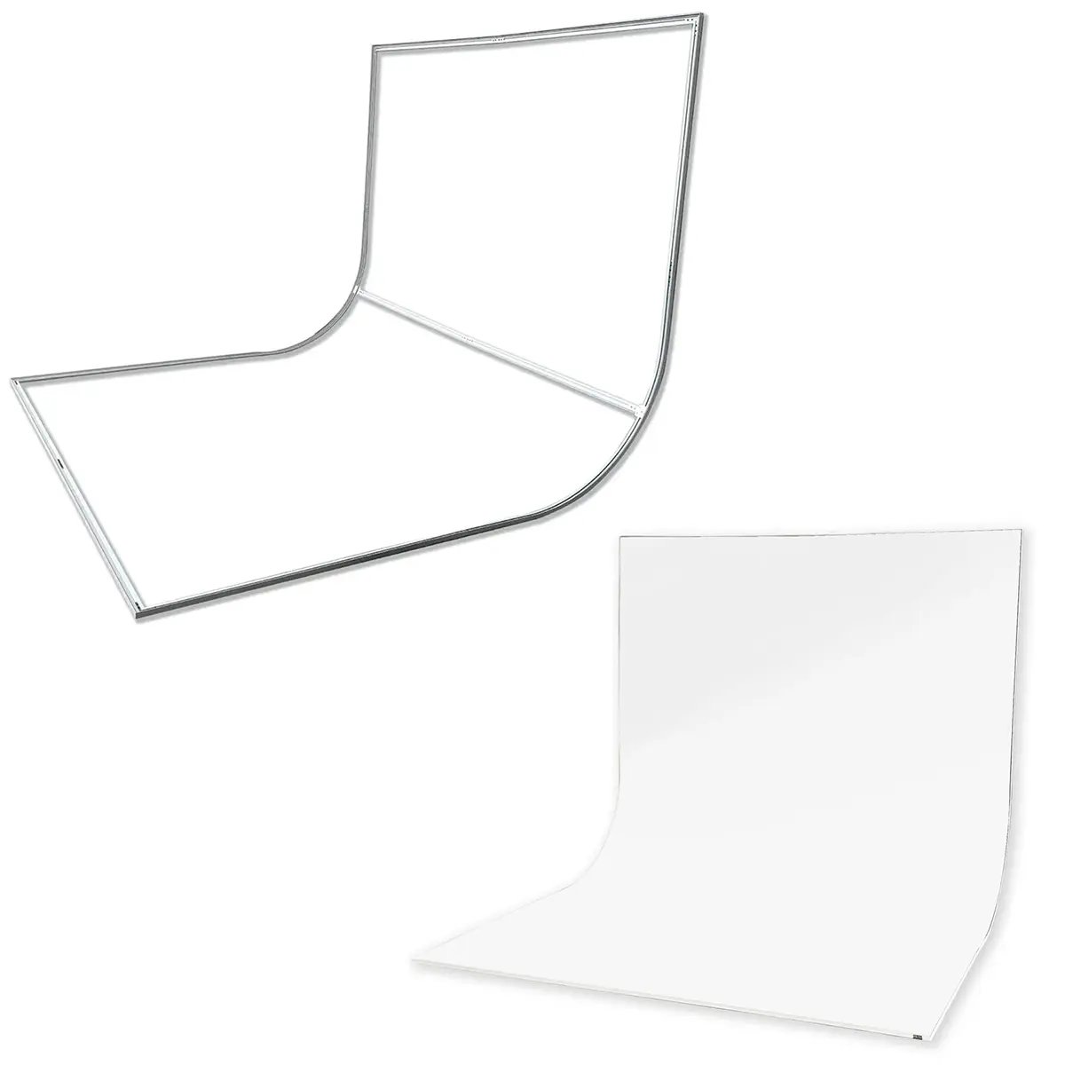Easiframe Cyclorama Curved Frame Version 2, Bundle with 8.2x12.5' Cyclorama Fabric Curved Frame Backdrop, White
