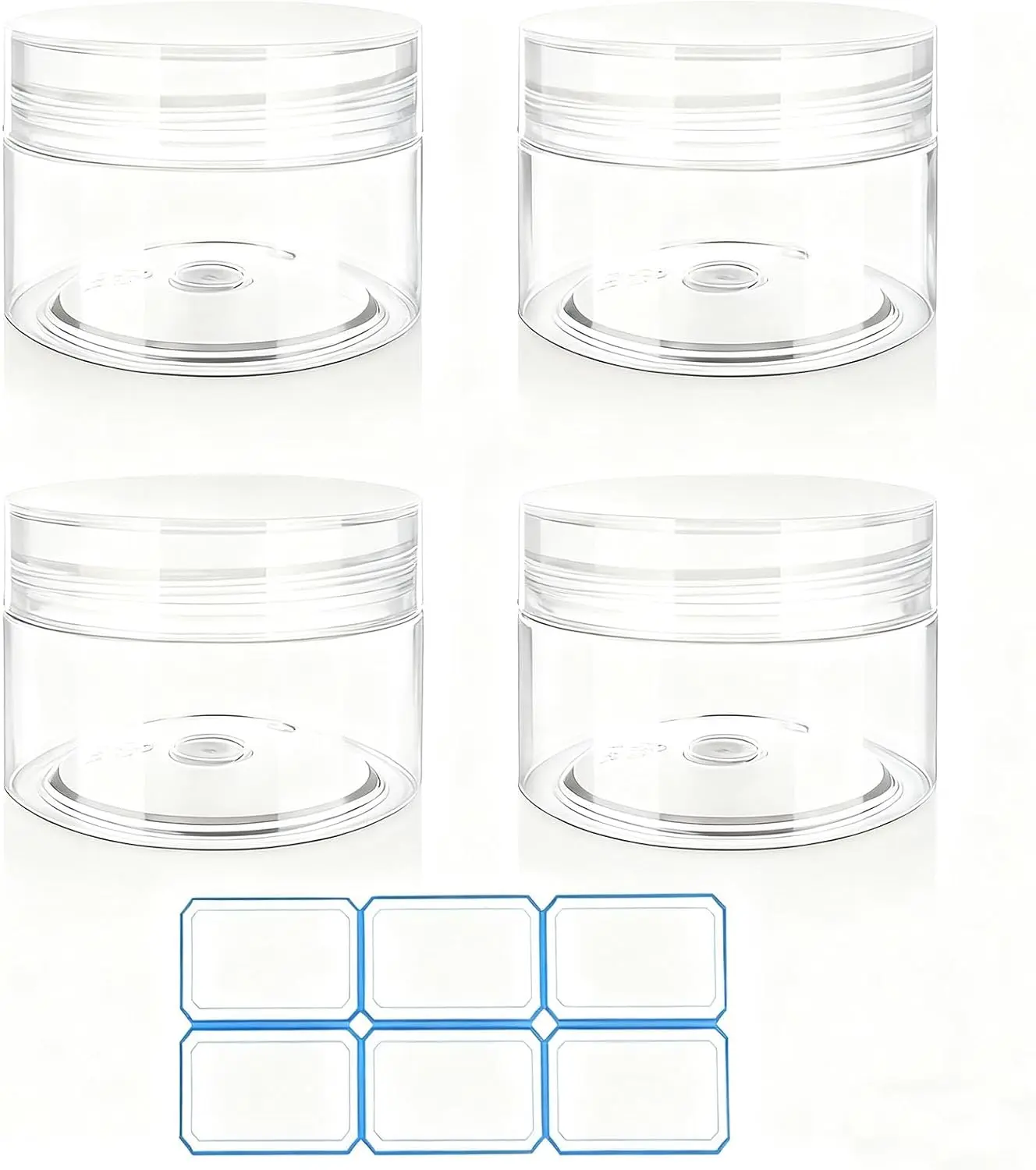 4 Pack 1 Oz (30ml) travel containers for creams Leak Proof with Labels Transparent