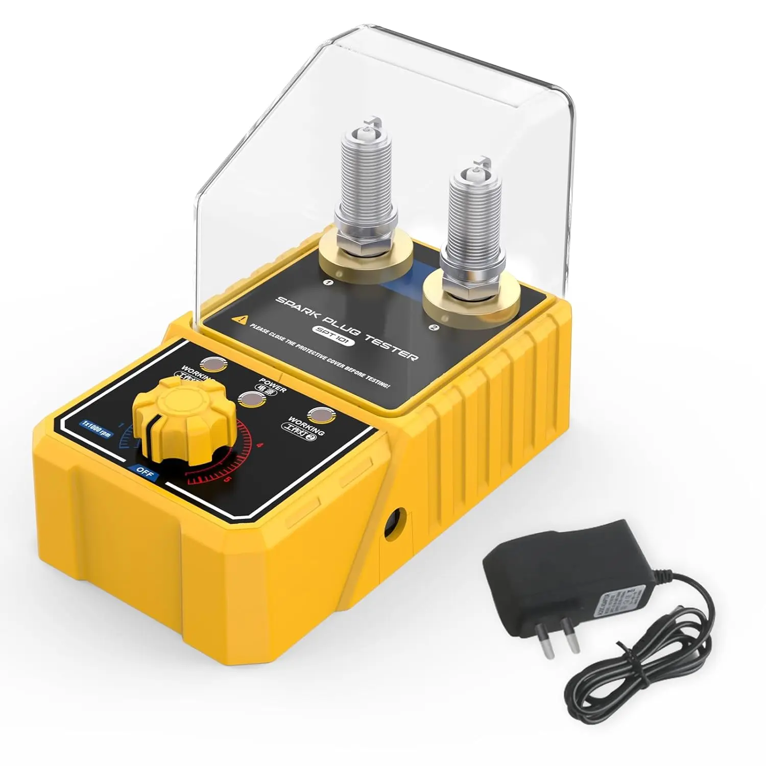 Spark Plug Tester Dual Holes, Automotive Engine  Coil Tester 0-6000rpm Working Frequency,  Spark Tester Tool with Protective Cover for 12V Gasoline