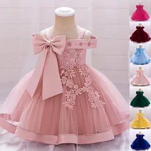 Applique Kids Clothes Big Bow 5081 Green Flower Girls Frock Beading Ball Gown Pageant Children Elegant Princess Prom Host Formal Evening Party Cocktail Dress 0-3Y