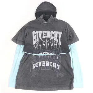 Pre-owned GIVENCHY Cotton Small Leather Goods Overlapped Embroidered Long sleeved T shirt