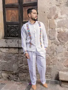 Mens Mexican Traditional Shirt. Floral Embroidered Guayabera for Men. Formal Button Up Shirt. Traditional Style.Mexican Fiesta Wedding Shirt