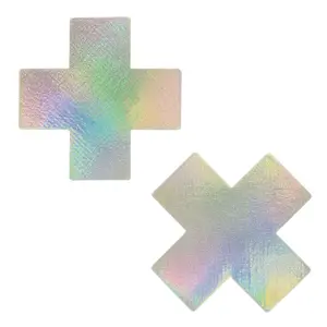 Plus X: Holographic Cross Nipple Pasties by Pastease