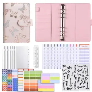 Butterfly Macaron A6 Budget Planner Notebook, Savings Challenge Planner, Cash Wallet Manager with Accessories, Weekly & Monthly Budgeting, Suitable for All