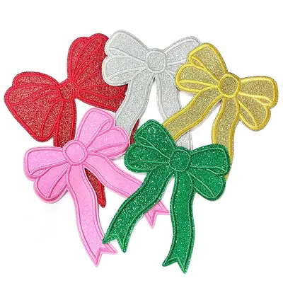 10pcs/Lot Small Bowknot Patch Embroidery Sticker Iron On Patcs For Clothing Applique Embroidery DIY Clothing Accessories