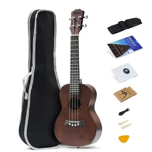 Batking Soprano Ukulele Solid Top Mahogany 21 inch Ukulele with Accessories & Gig bag, Strap, Nylon String, Trigger Capo, Picks