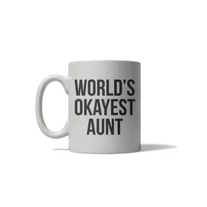 Worlds Okayest Aunt Funny Family Member Ceramic Coffee Drinking Mug 11oz Cup Funny Coffee Mugs Ceramic Printed Drinkware Cup