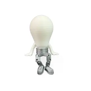 3D Printed Foot Chain Light Bulb Toy Figure, Adjustable Joint Creative Home Decor Model, Glow-In-The-Dark Miniature Ornament