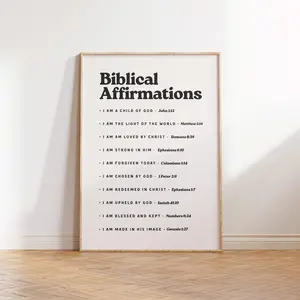 Bible Affirmations Poster No Frame, Christian Wall Art, Bible Verse Print, Christian Affirmations Art, Dorm Room Poster Gift