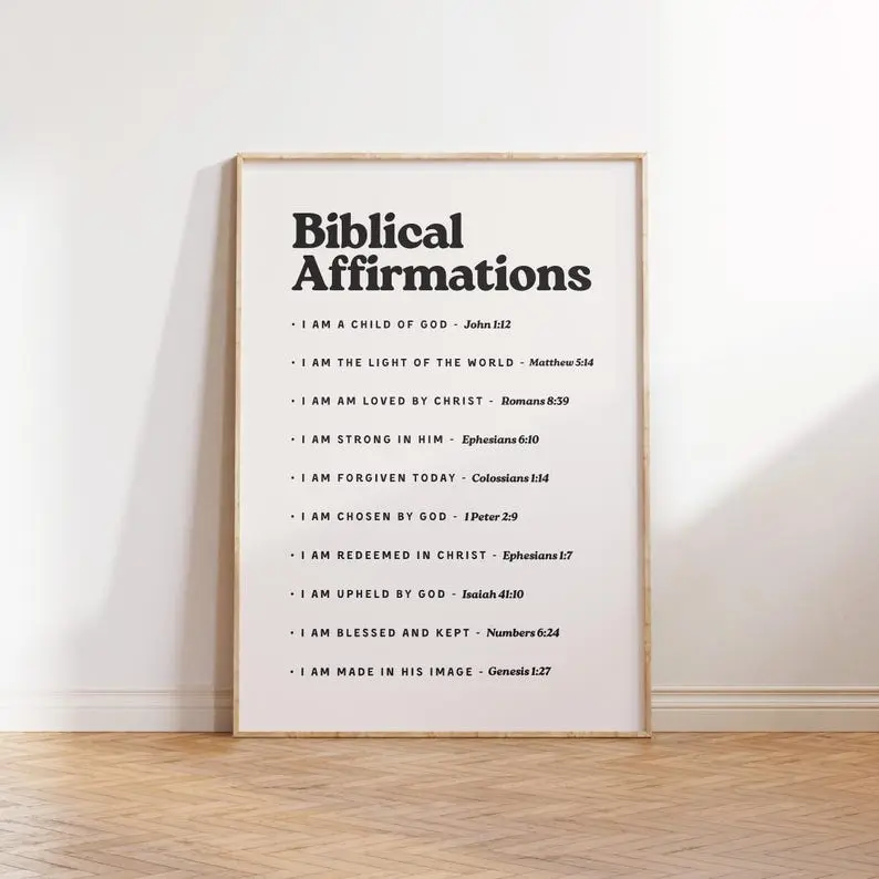 Unframed Inspirational Bible Affirmations Poster - Waterproof Christian Wall Art with Solid Box, Bible Verse Print, Decoration for Dorm Rooms, Kitchen Gift (Home Supplies Posters & Prints), Inspirational Text Prints