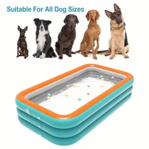 3-tier Inflatable Pet Swimming Pool, Outdoor Patio Entertainment Pool, Summer Pool Party, Suitable as Cat or Dog Swimming Pool, Fish Pond, Bathtub or Ball Pit.