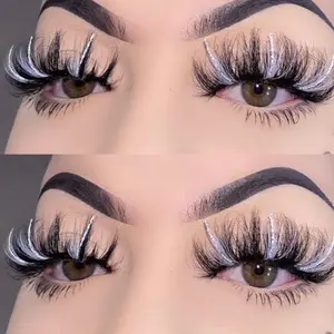 Chill White & Gray Glitter False Eyelashes Lightweight