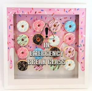 Assorted Donuts 3D Wall Hanging – "In Emergency Break Glass" | 23.5"W × 23.5"H × 2.5"D