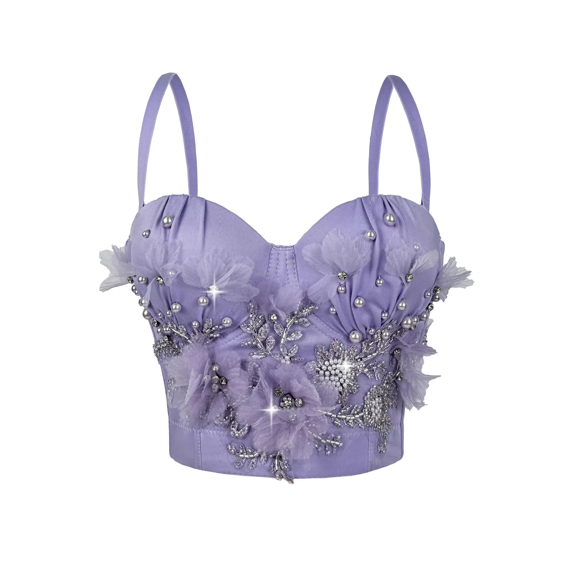 Women's Corset Top, Vintage Beaded Flowers Bustier with Pearls and Spaghetti Straps, Handmade Fishbone Camisole, Spaghetti Strap, Romance, Camisole Top, Valentines Day, Adjustable Strap
