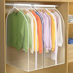 Fully Transparent Large Hanging Clothes Bag Clear Dustproof Clothes Cover Closet Organizer for Winter Coats Dresses New Year Home Storage Essential