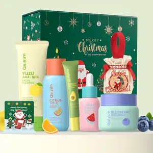 Fruit Skin Care Kit, Hydrating Set, Hydration Set, 1 Set Facial Cleanser & Eye Cream & Serum & Moisturizer & Scraper & Hair Tie & Makeup Bag, Skin Moisturizing Care Kit for Women & Girls, Best Gift