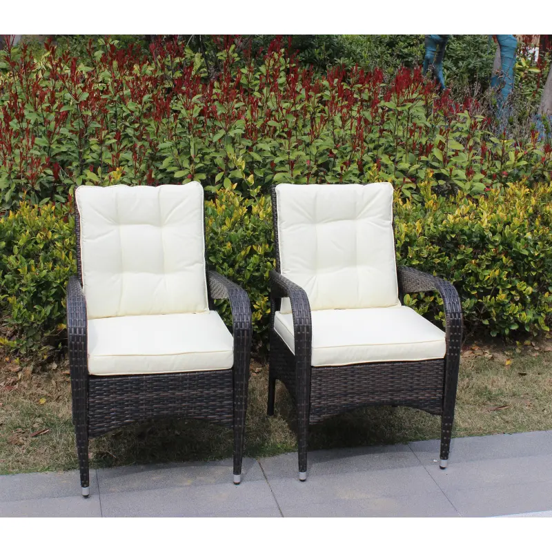2-Piece Dining Chairs with Cushions, Elegant and Comfortable 2-Piece Dining Chairs Set for Outdoor & Indoor Use, Weather-Resistant Wicker, Beige Cushions
