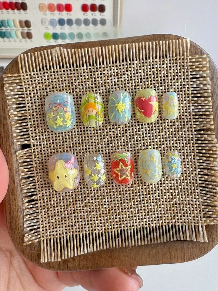 Isonnyl Tangely Summer Press On Nails Handmade 3D Fruit Nail Set| FREE Adhesive Tabs FREE Nail File FREE Cuticle Stick