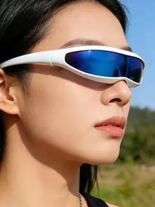Future Style Small Frame Glasses, Blue Frames, Casual PC Lens for Parties Vacations Performances Photography, Decorative Lens Function, Trending Glasses, Fashion Eyewear
