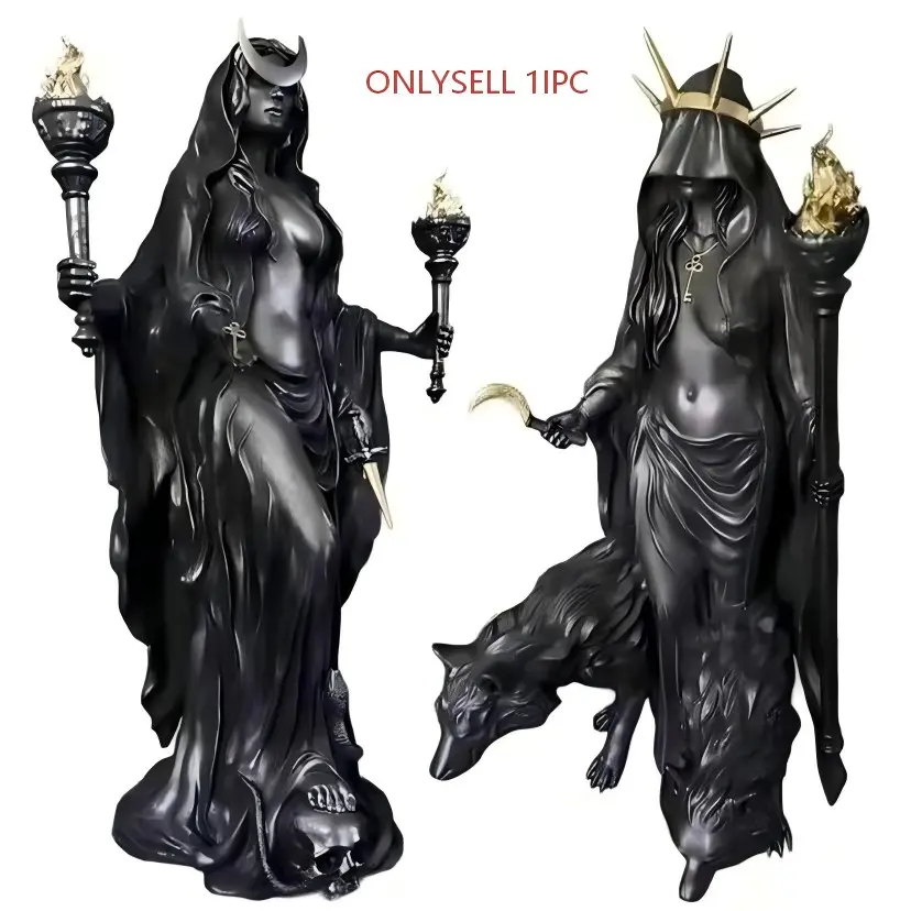 Gothic Hecate Statue, Gothic Elements, Dark Female Goddess HoldingTorch, Dark Female Deity, No Power Needed, Halloween Themed Decoration, Mystical Altar, Resin Sculpture Home Decor, Decorative Sculptures, Decorative Figures, Ornaments