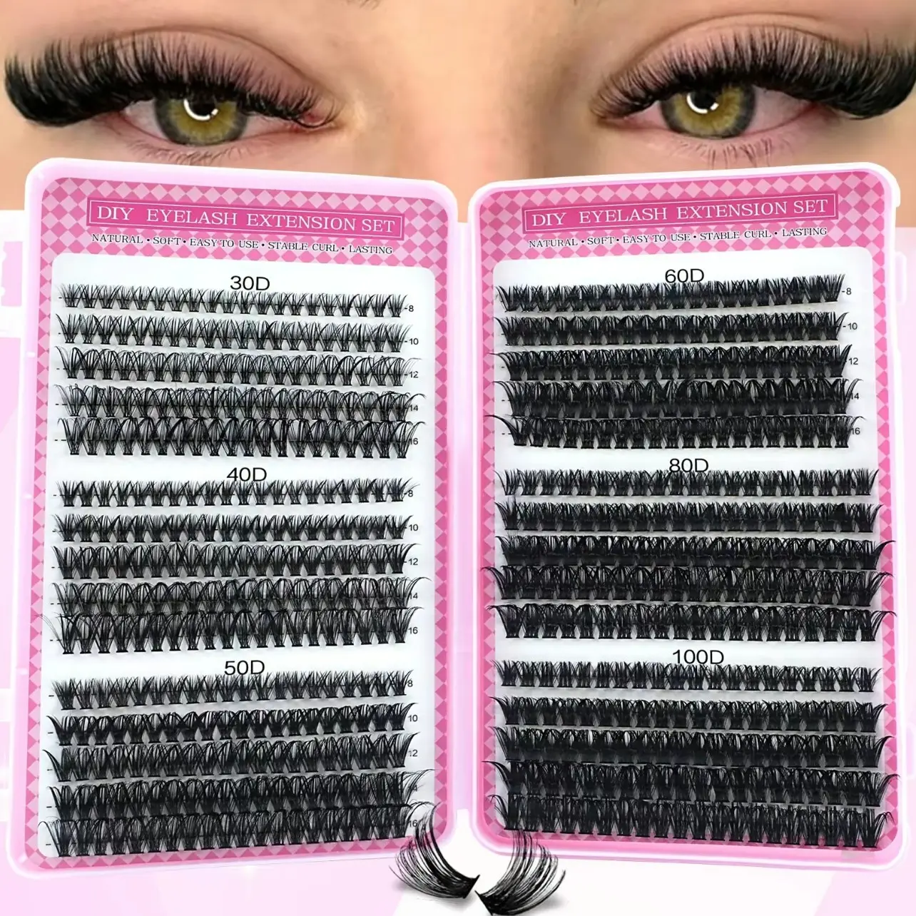 600pcs False Lash Extensions, High Quality Eyelashes, D Curl Mixed 8-16mm, Large Capacity, Ideal for Beginners, Perfect for Lash Artists & DIY Enthusiasts