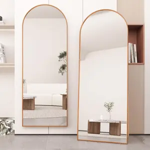 Arched Full Length Mirror, Standing or Leaning, Bedroom Dressing Mirror with   Alloy Frame, 65" x 24"