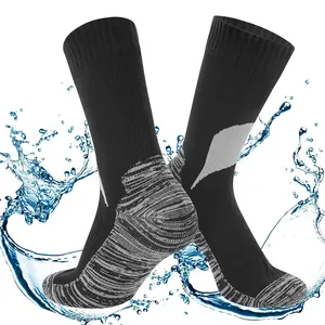Waterproof Breathable Outdoor Socks - 3-Layer Water-Resistant Crew Socks for Hiking, Cycling, Camping, Fishing & Skiing, Keep Feet Dry & Comfortable