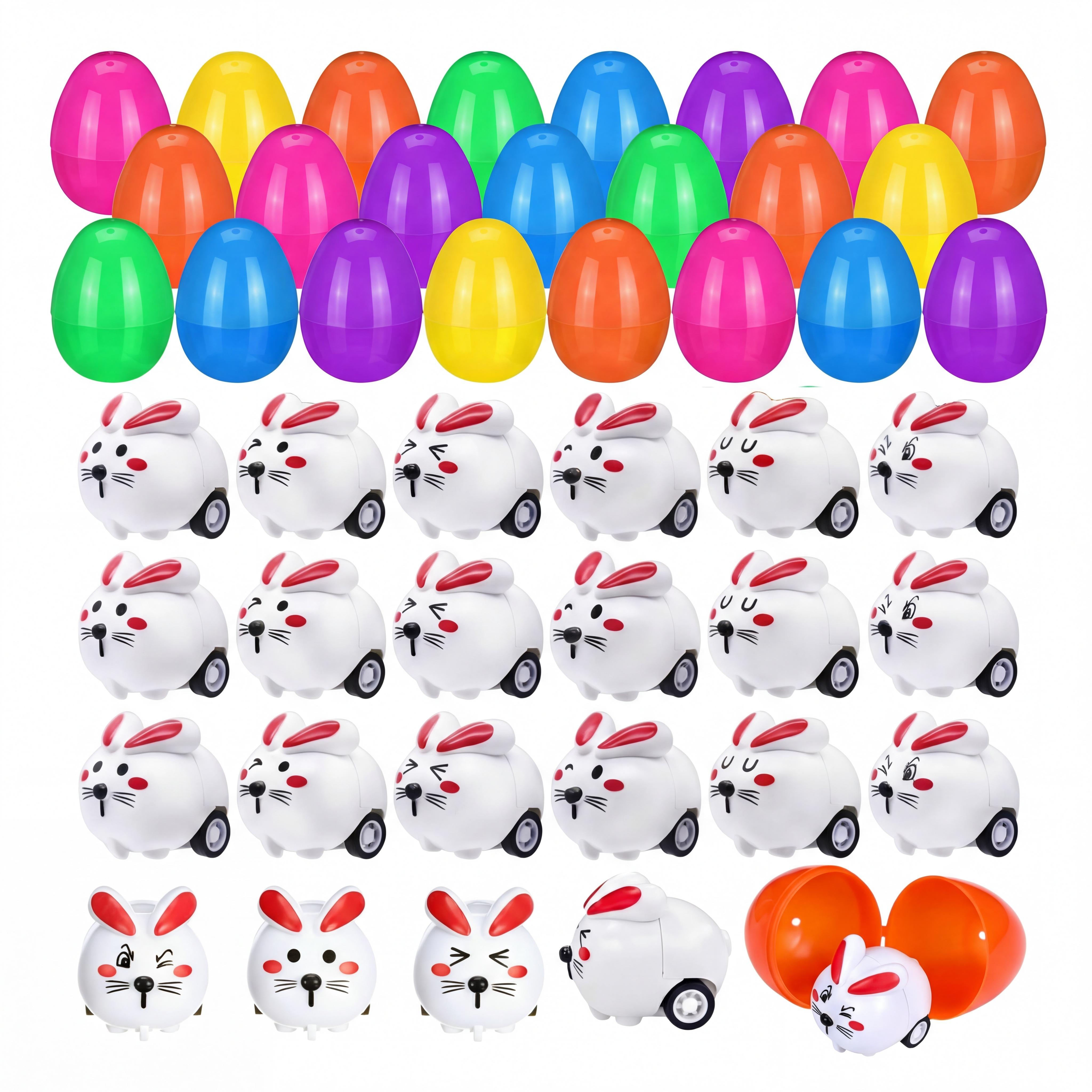 30/50 Pcs Easter Egg fillers Set with Mini Pull Back Cars, Easter Bunny Toy Car for Easter Egg Hunt, Plastic Non-Candy for Boys Girls Easter Basket Stuffers Gifts Spring Party Favors Classroom Prize Supplies