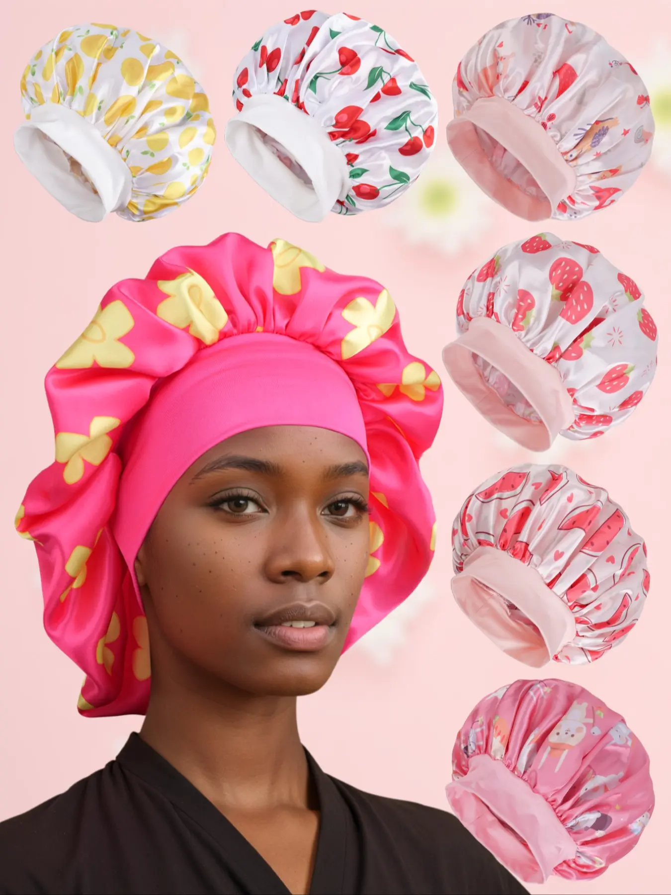 Cute Printed Sleep Cap for Women, Christmas Holiday Gift, Soft Comfortable Material, Student Sleep Cap, Daily Hair Protection, Sleeping Bonnet