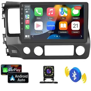 10-Inch Car Stereo for 2006–2011 Honda Civic (LHD) – with Wireless CarPlay & Android Auto, 2+32GB, 12-LED AHD Camera, GPS