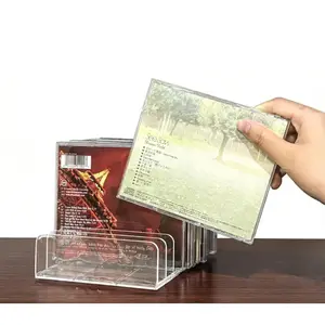 2 Pcs Transparent Acrylic CD Storage Stands - Multi-Purpose Display Rack for CD/DVD/Vinyl Records, Holds Up to 14 Cases