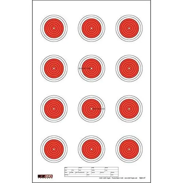25 EZ2C Targets Style 27/RD10: Small-bore 50ft Paper Shooting Target 11"x17" USA MADE Pad of 25