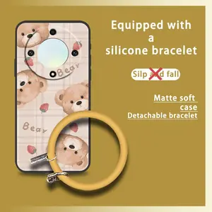 Bracelet Ring Phone Case For Honor X9a 5G/Magic5 Lite Waterproof Dirt-resistant Youth Anti-knock Solid Color Creative heat dissipation Protective Cartoon Soft Case Funny Cute