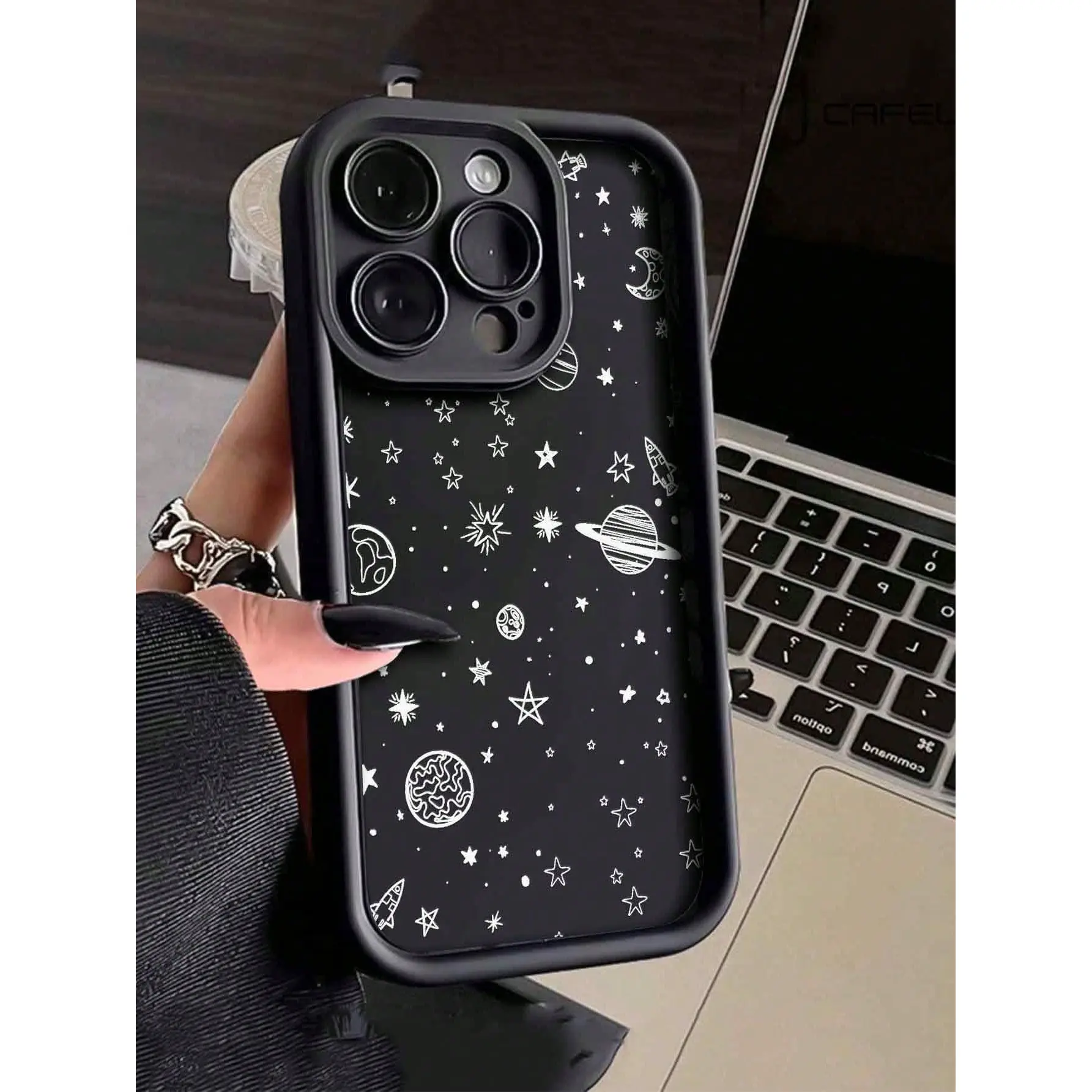 Starry Sky And Moon Black Frosted Anti-Drop Shockproof Protective Phone Case Suitable for Samsung A03S A04 A12 A13 A15 A21S A24 A25 A32 A33 A34 A35 A50 A51 A52 A53 A54 A55 A71 S20/FE S21/FE/PLUS/ULTRA S22/PLUS/ULTRA S23/FE/PLUS/ULTRA S24/FE/PLUS/ULTRA