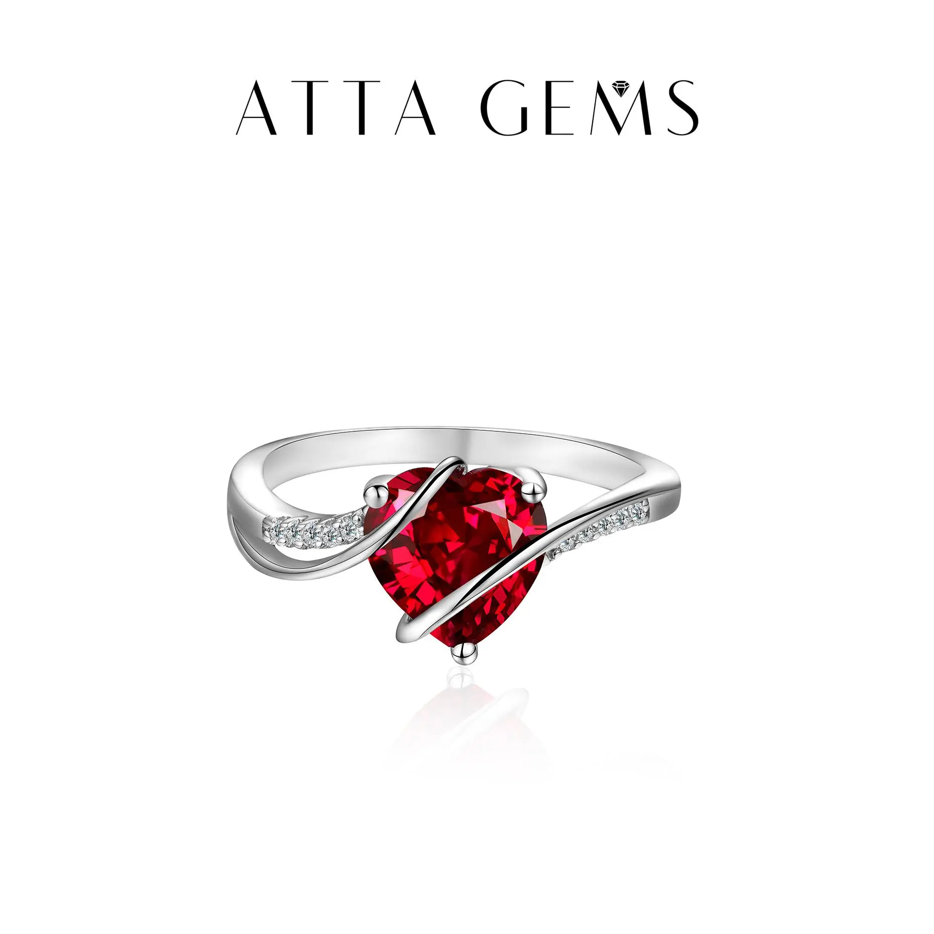 ATTAGEMS 2-Carat Heart Shaped Synthetic Ruby Women's Ring, Lab-Created Engagement Ring for Party, Wedding Romantic Gift CR006, Heart Shaped Engagement Ring summerwins,summerwins