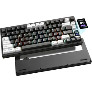 AL80  Mechanical Keyboard,Full  CNC,  LCD Display,Hot Swappable Gasket Mount 75% Layout with Knob,BT/2.4G/USB-C,QMK/VIA Support for Win/ (Black, Cocoa Cream V2 )