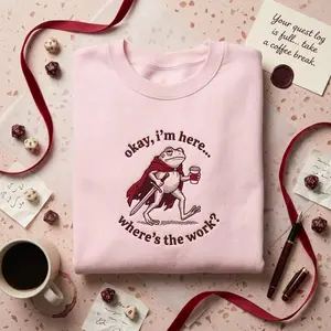 Personalized Funny Frog Embroidered Sweatshirt | Gift with Name | Coffee Lover Crewneck | D&D Gamer Coworker Gift