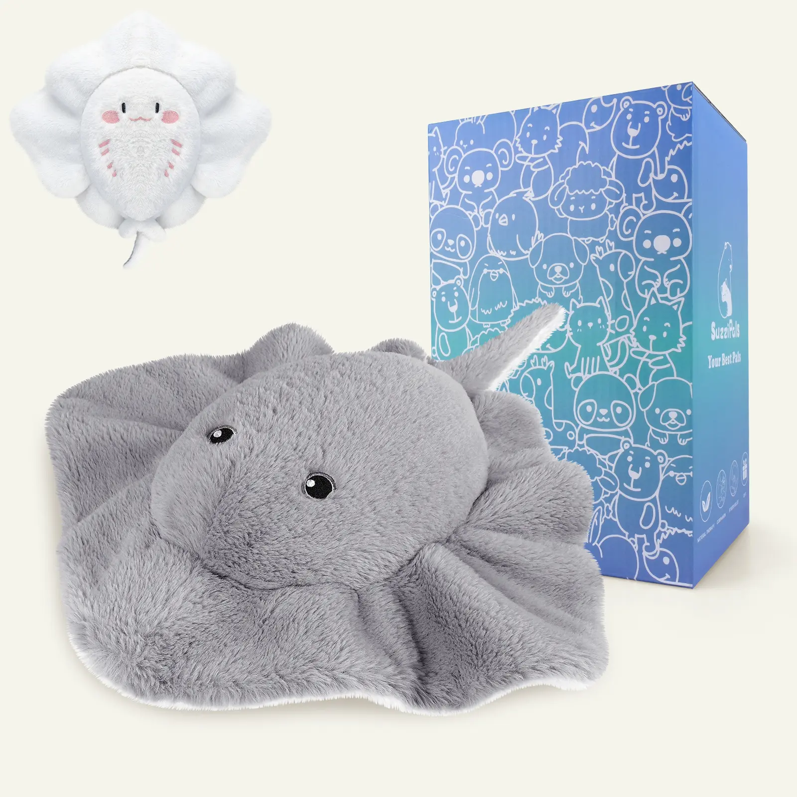 17" 1.5lb Polyester Scented Stingray Plush Cold Therapy Heat Patches, Heatable & Coolable Lavender Period Heating Pad for Cramps, Christmas Gift