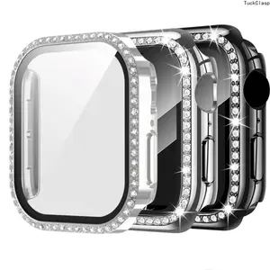 3-Piece Rhinestone Apple Watch Protective Case Set, Ultra-Thin Shockproof Shell with Screen Protector, Compatible with Series 4–11/SE, Stylish Sparkling Accessory, Perfect Gift for Women